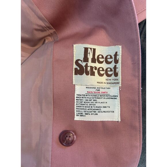 NWT NOS Vintage Fleet Street Women's Size 6 Pink Trench Coat Hong Kong S 80s - Picture 7 of 7